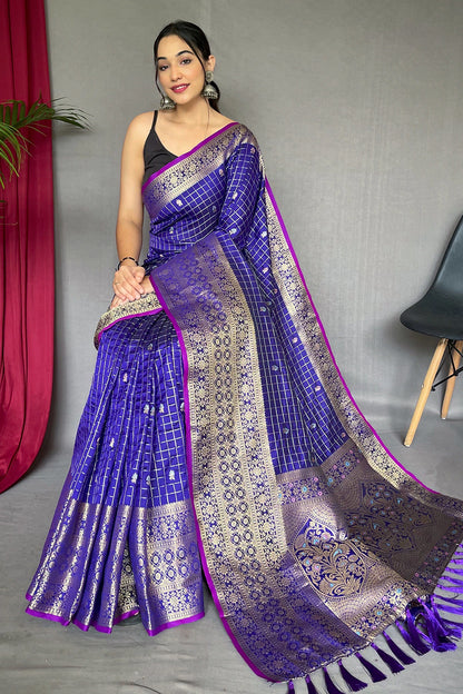 Purple Silk Saree With Weaving Work