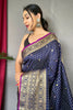 Designer Navy Blue Silk Saree With Fancy Blouse