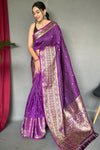 Designer Violet Silk Saree With Fancy Blouse
