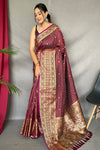 Designer Maroon Colour Silk Saree With Fancy Blouse