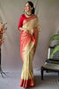 Cream Soft Linen Weaving Saree