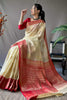 Cream Soft Linen Weaving Saree