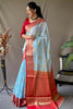 Baby Blue Soft Linen Weaving Saree