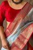 Baby Blue Soft Linen Weaving Saree