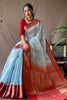 Baby Blue Soft Linen Weaving Saree