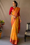 Mustard Yellow Soft Linen Weaving Saree