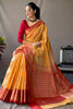 Mustard Yellow Soft Linen Weaving Saree