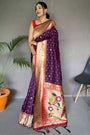 Wine Pure Paithani Silk Saree