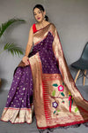 Wine Pure Paithani Silk Saree