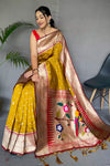 Mustard Yellow Pure Paithani Silk Saree