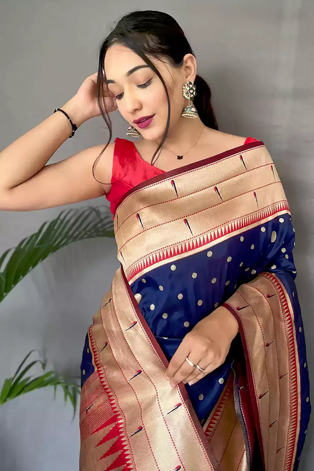 Blue Pure Paithani Silk Saree With Weaving Work