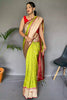 Parrot Green Pure Paithani Silk Saree