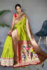 Parrot Green Pure Paithani Silk Saree