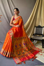 Shine Orange Colour Pathani Silk Saree With Rich Pallu