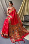 Hot Red Colour Pathani Silk Saree With Rich Pallu
