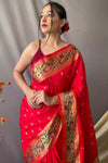 Hot Red Colour Pathani Silk Saree With Rich Pallu