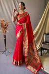 Hot Red Colour Pathani Silk Saree With Rich Pallu