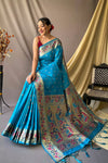 Sky Blue Colour Pathani Silk Saree With Rich Pallu