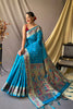 Sky Blue Colour Pathani Silk Saree With Rich Pallu