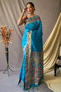 Sky Blue Colour Pathani Silk Saree With Rich Pallu