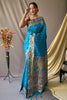 Sky Blue Colour Pathani Silk Saree With Rich Pallu