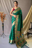 Dark Green Colour Pathani Silk Saree With Rich Pallu