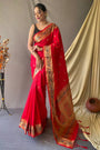 Hot Red Pathani Silk Saree With Beautiful Pallu