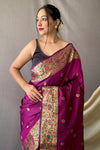 Violet Pathani Silk Saree With Beautiful Pallu
