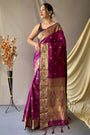 Violet Pathani Silk Saree With Beautiful Pallu