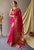 Hot Pink Pathani Silk Saree With Beautiful Pallu