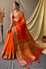 Orange Pathani Silk Saree With Beautiful Pallu