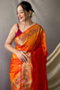 Orange Pathani Silk Saree With Beautiful Pallu