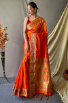 Orange Pathani Silk Saree With Beautiful Pallu