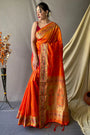 Orange Pathani Silk Saree With Beautiful Pallu