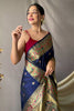 Shine Navy Blue Pathani Silk Saree With Beautiful Pallu
