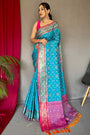Sky Blue Pure Patola Silk Saree