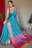 Sky Blue Pure Patola Silk Saree