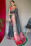 Grey Pure Patola Silk Saree