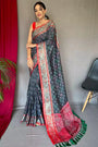 Grey Pure Patola Silk Saree