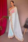 Baby Blue Pure Georgette Saree With All Over Sequence