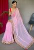Baby Pink Pure Georgette Saree With All Over Sequence