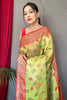 Parrot Green Pure Tissue Silk Saree