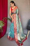 Sky Blue Pure Tissue Silk Saree With Weaving Work