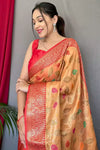 Orange Pure Tissue Silk Saree