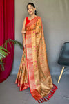 Orange Pure Tissue Silk Saree