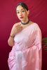 Pastel Pink Lucknowi Based Pure linen Weaving Saree