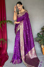 Purple Soft Silk Saree With Weaving Work