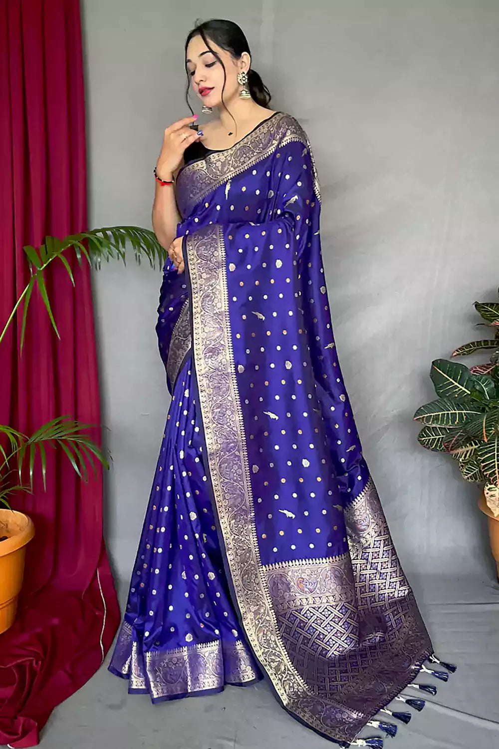Blue Soft Silk Saree With Weving