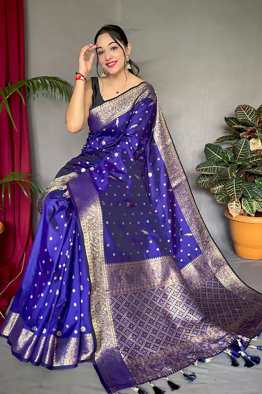 Blue Soft Silk Saree With Weving