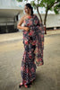 Black Organza With Chainstich Digital Printed Saree